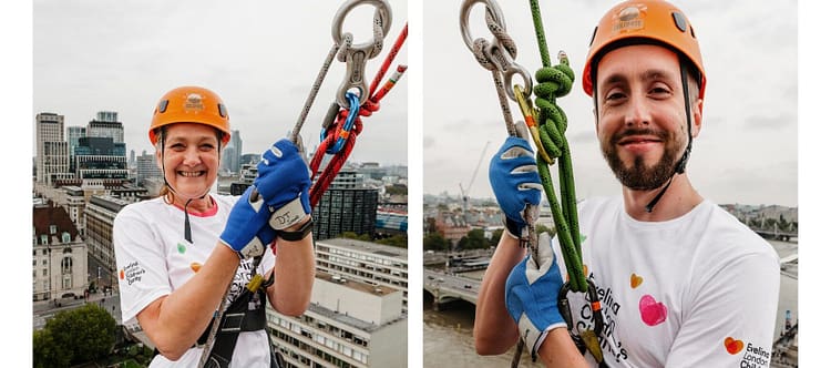 Sarah and George during the 2025 St Thomas' Charity Abseil