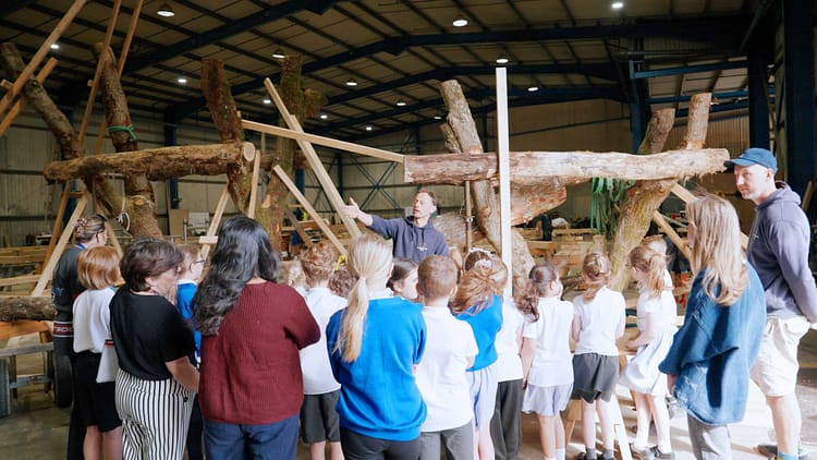Children from St Mary's Catholic Primary School, Buckfastleigh were invited by Carpenter Oak to visit the Bristol Zoo timber project