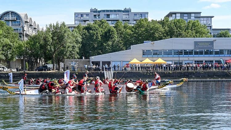 A team from Montgomery Group are taking on the London Ambulance Charity Dragon Boat Race