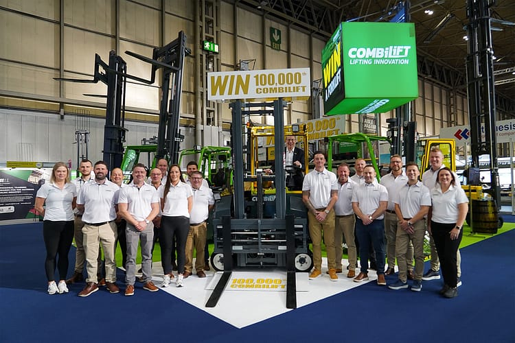 Combilift's 100,000th golden forklift at IMHX