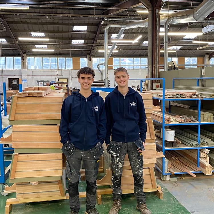 Scotts of Thrapston welcomes two new Buildings Production Apprentices, Josh and Elliot, reflecting its commitment to nurturing talent.